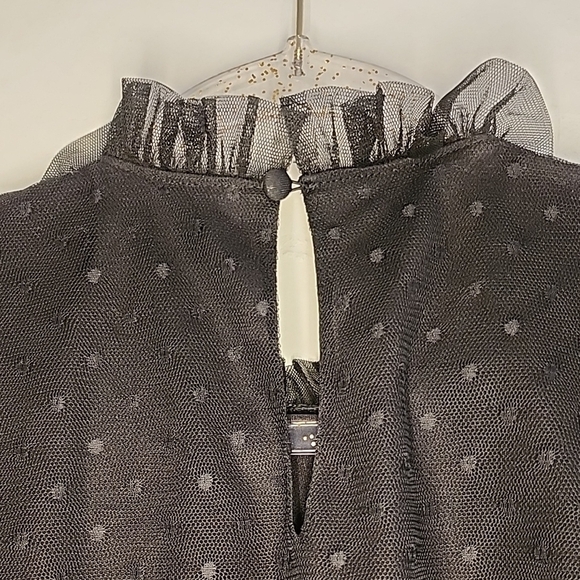 NWOT Express Black Sheer Polka Dot Blouse - Picture 6 of 11